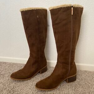 Tommy Hilfiger Boots Dray Brown Suede Sheepskin Interior Women's Size 10.5M